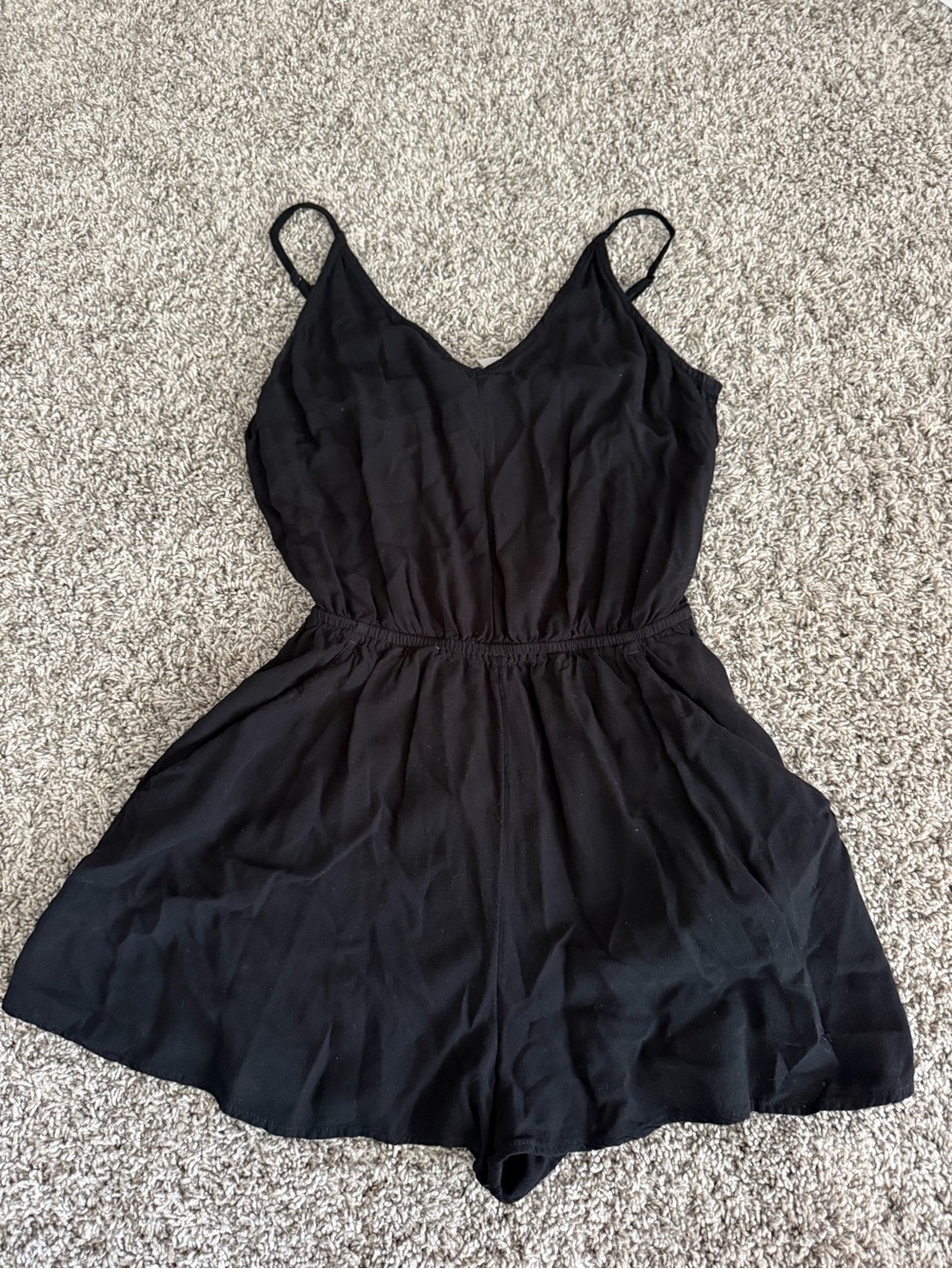 Black Spaghetti Strap Romper - Women